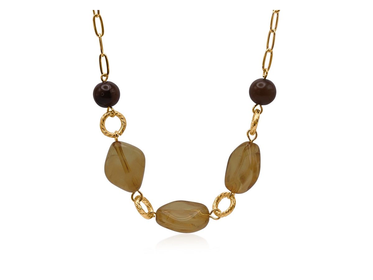 Uliana Resin Chain Necklace, Colour: Brown