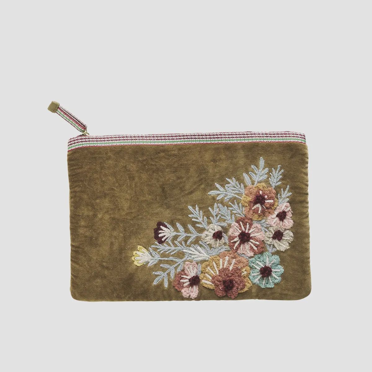 Embroidered Velvet iPad Sleeve, Colour: Tapenade