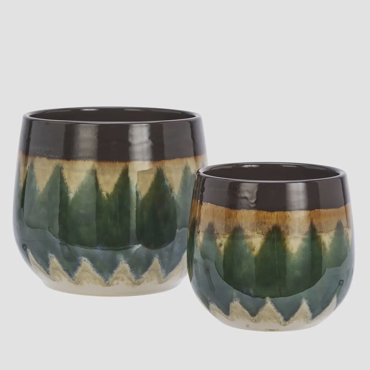 Green Stoneware Flower Pot
