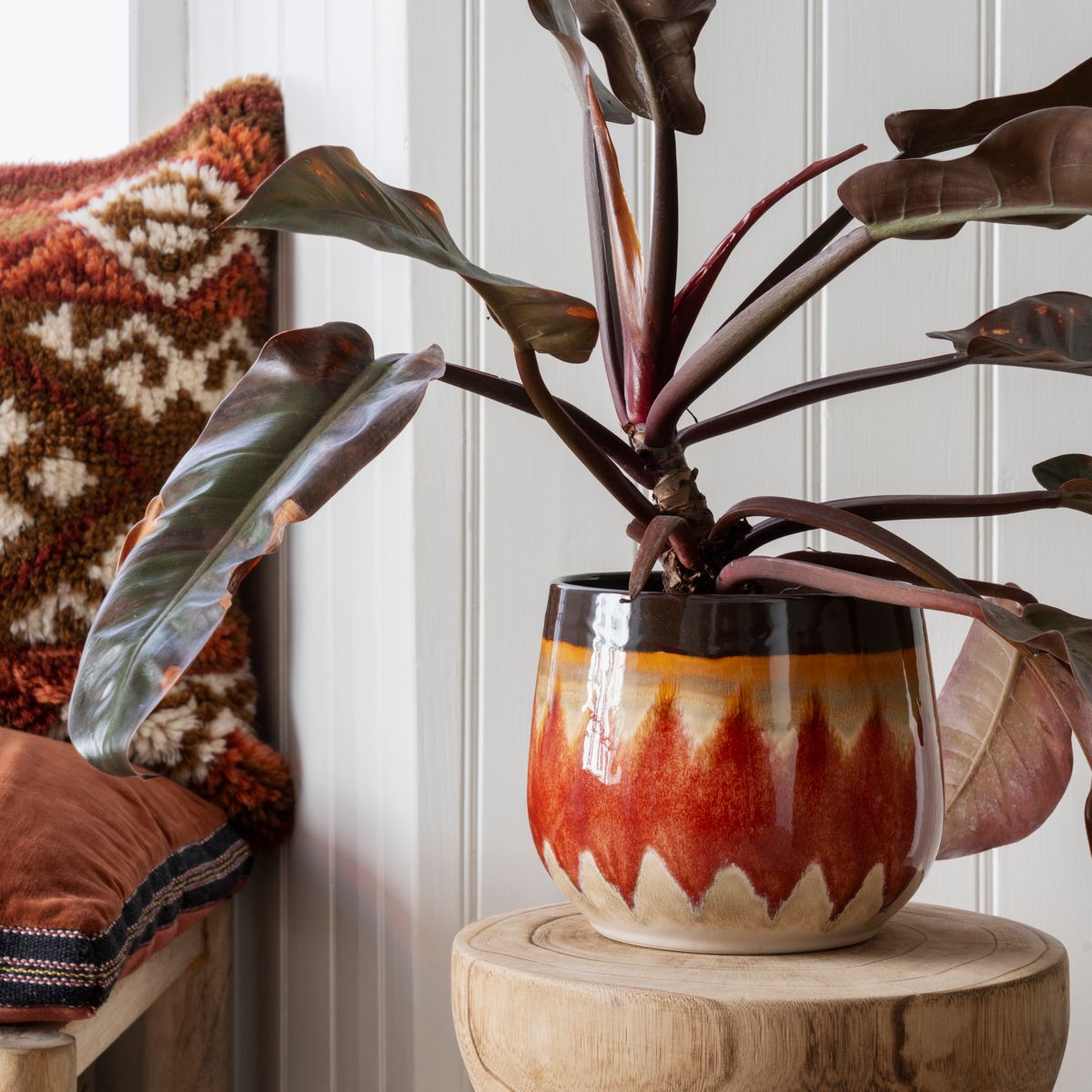 Red Stoneware Flower Pot