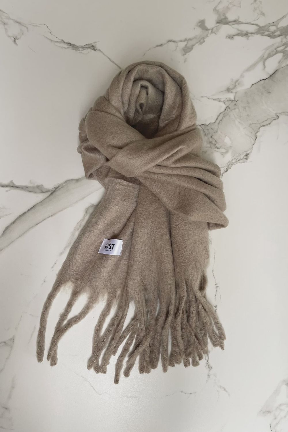 Pernille Oversized Taupe Scarf