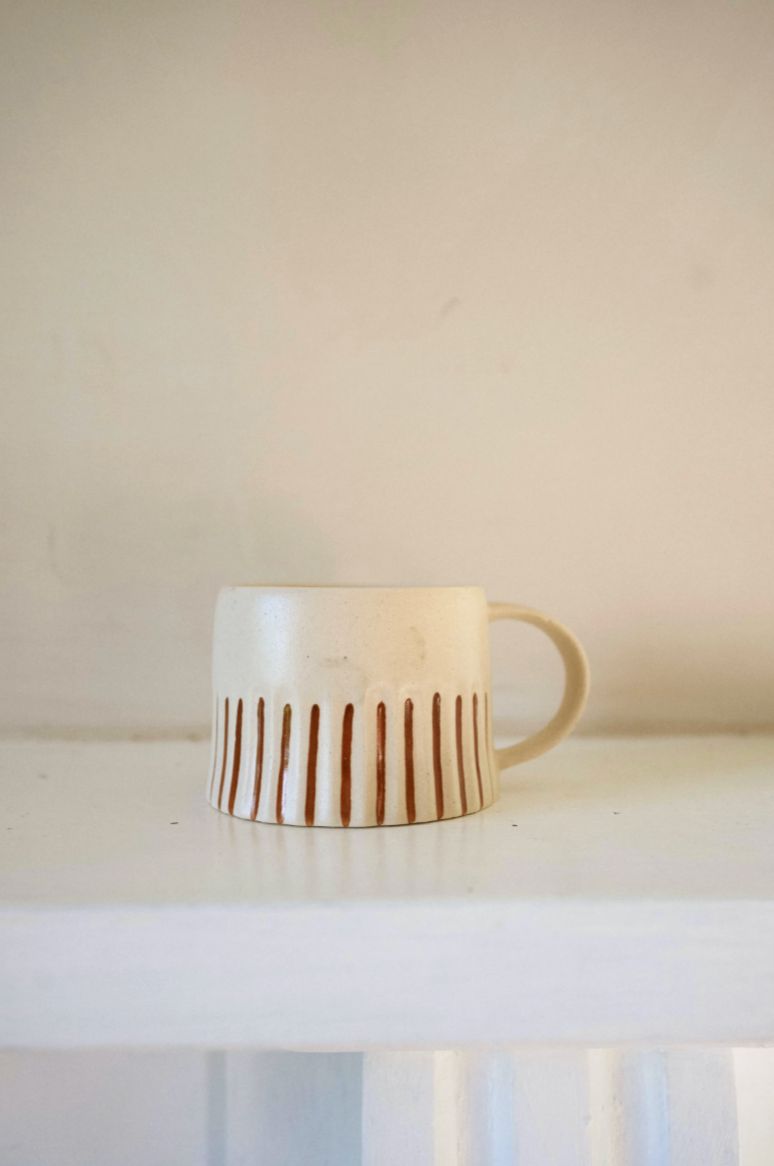 Ginger Ridged Painted Mug