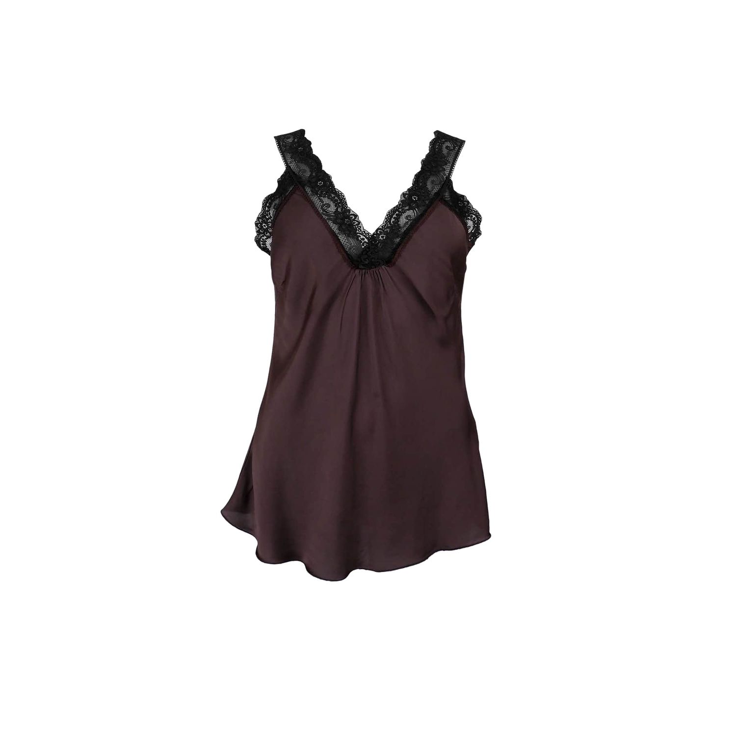 Bea Black Lace Top, Colour: Coffee, Size: S/M