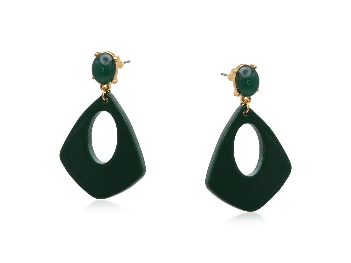 Min Geo Earrings, Colour: Green