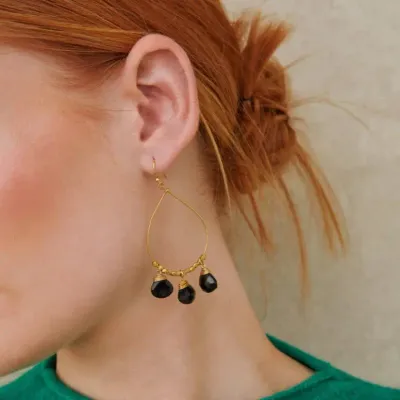 Bella Gemstone Drop Hoops