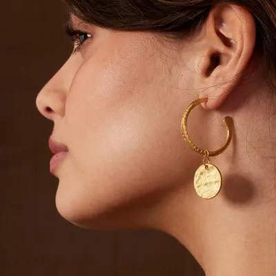 Esmeralda Coin Hoop Earrings