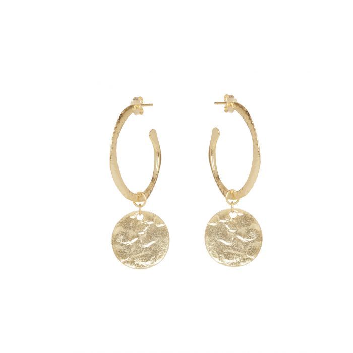 Esmeralda Coin Hoop Earrings, Colour: Gold