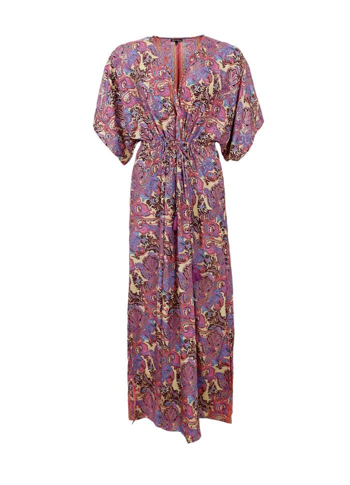 Luna Long V-Neck Dress, Colour: Royal Berry, Size: S/M