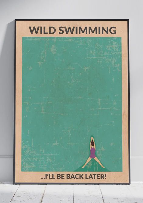 Wild Swimming Print, Colour: Brunette, Size: A4
