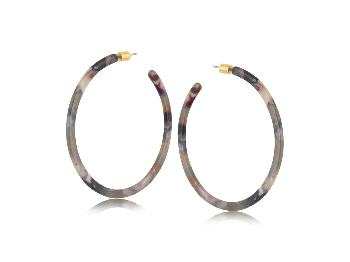 Marina Oversized Earrings, Colour: Brown/Grey