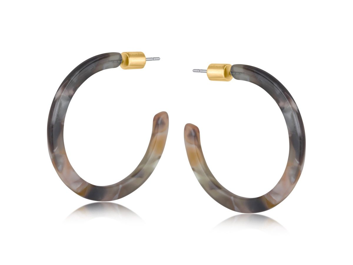 Marina Medium Earrings, Colour: Brown/Grey