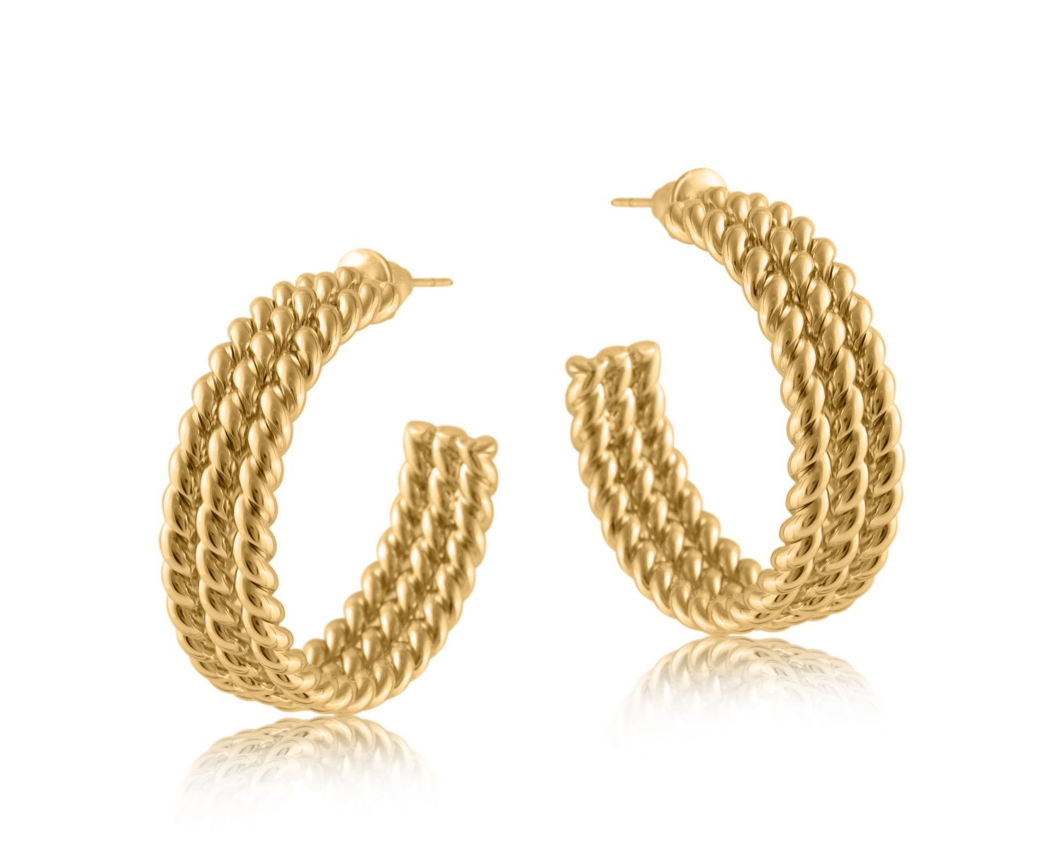 Petra Chain Hoop Earrings, Colour: Gold