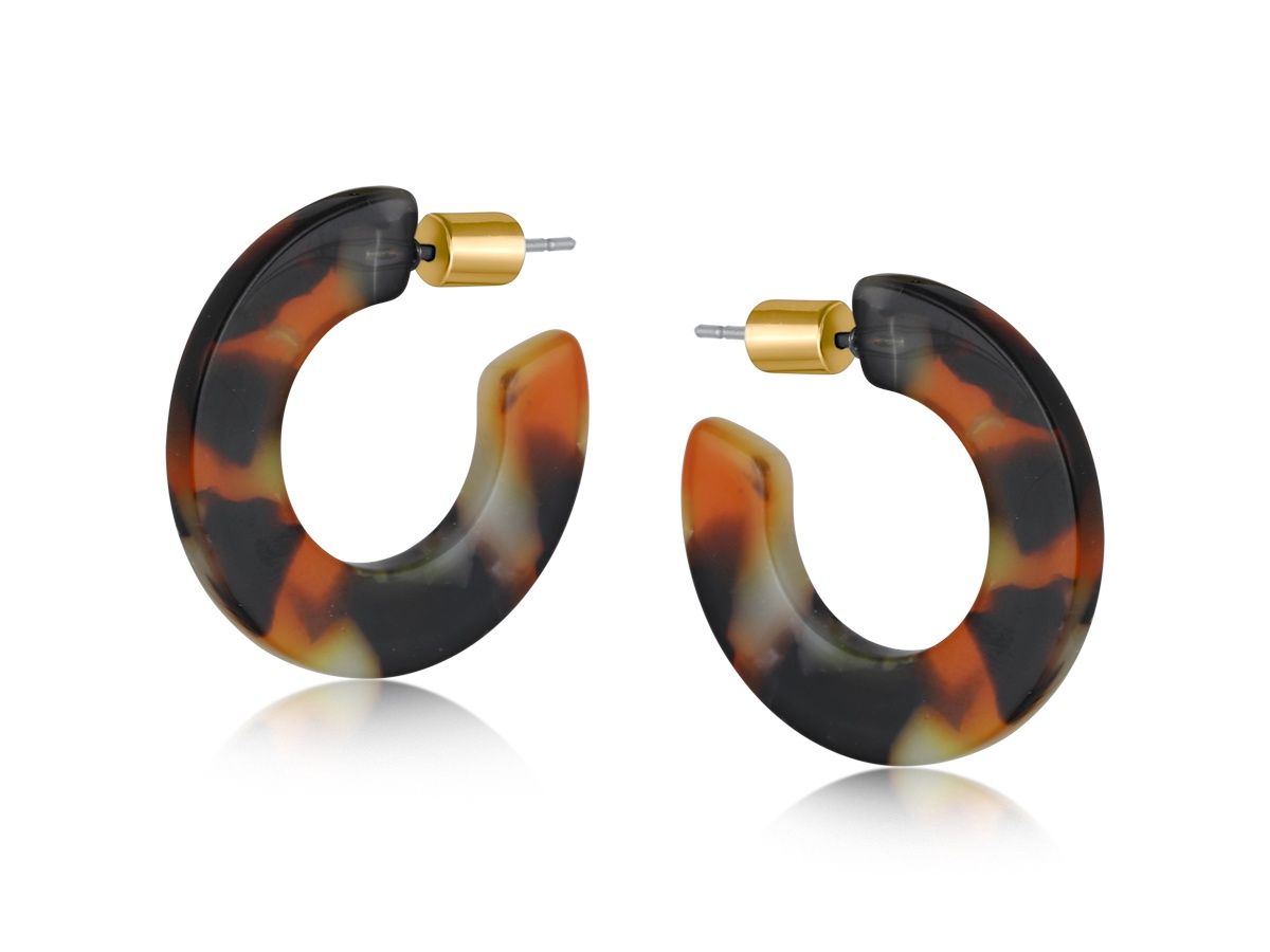 Hortense Flat Oval Hoops, Colour: Black/Orange