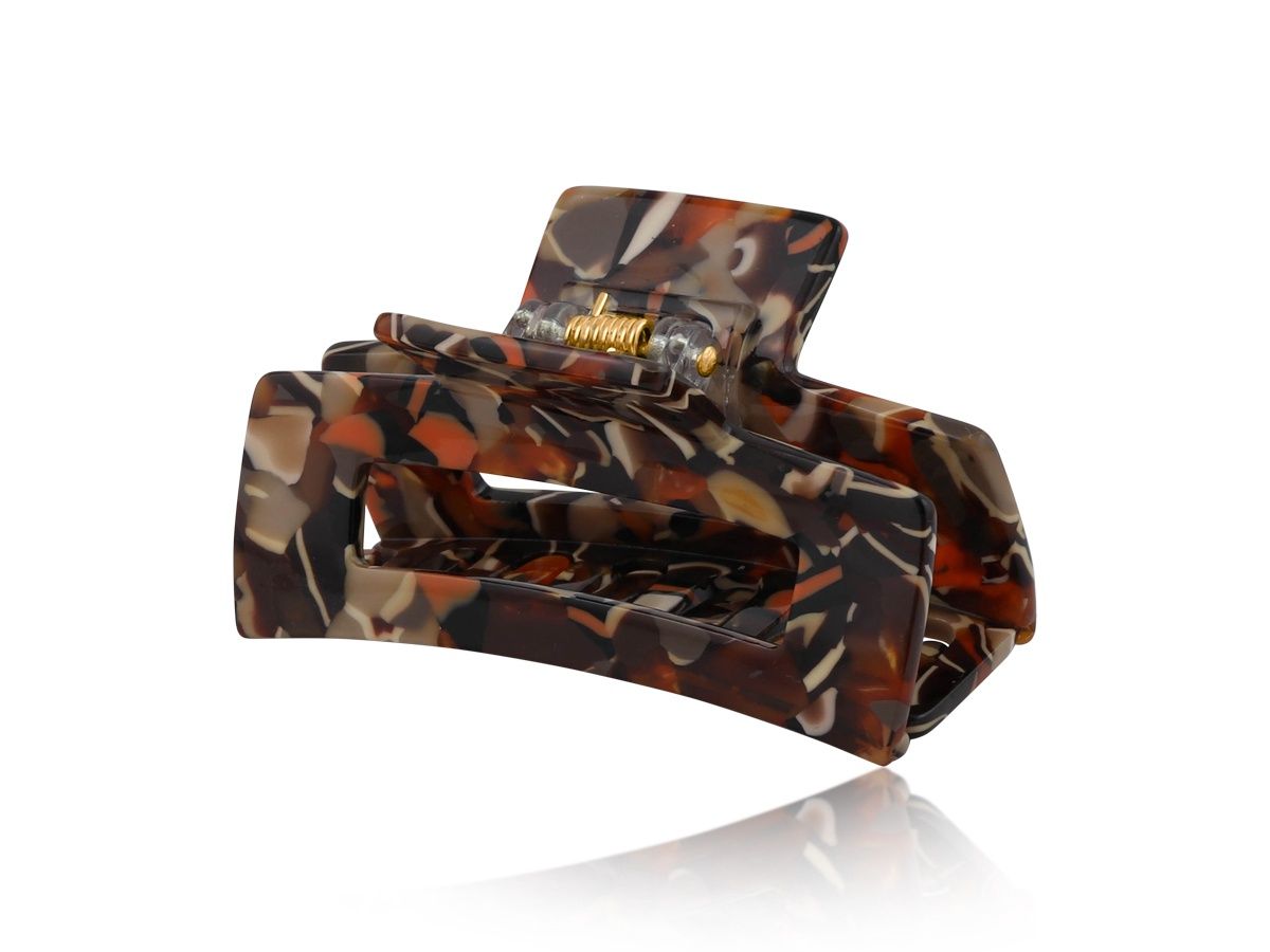 Hortense Bulldog Hairclip, Colour: Orange/Black