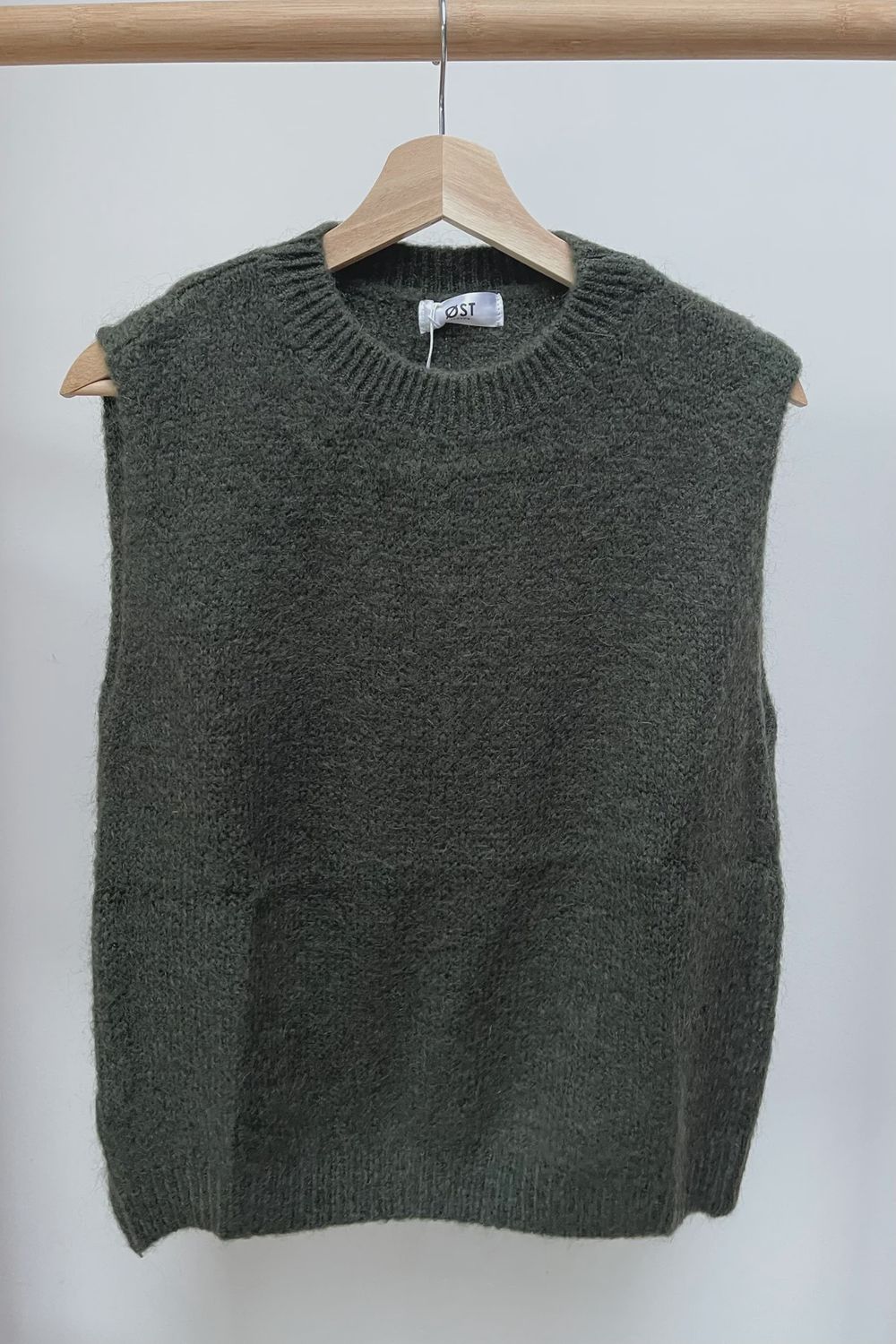 Kathrine Mohair Crewneck Vest, Colour: Khaki, Size: One Size