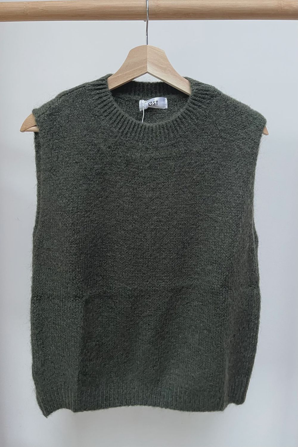 Kathrine Mohair Crewneck Vest, Colour: Khaki, Size: One Size