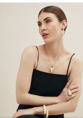 White Wood Curved Ring