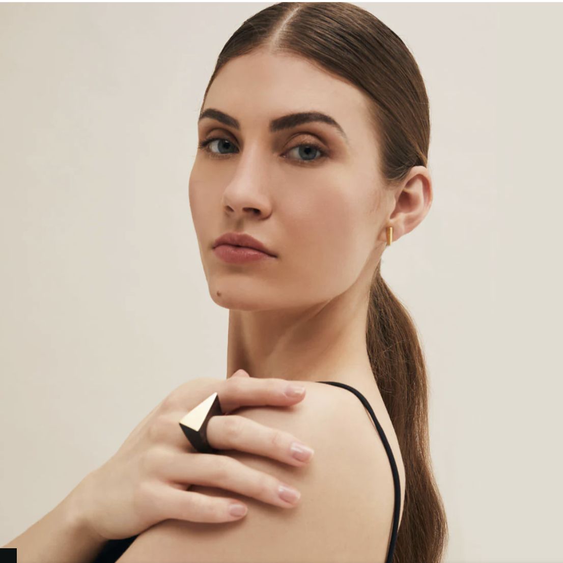 Silver Black Wood Angular Ring