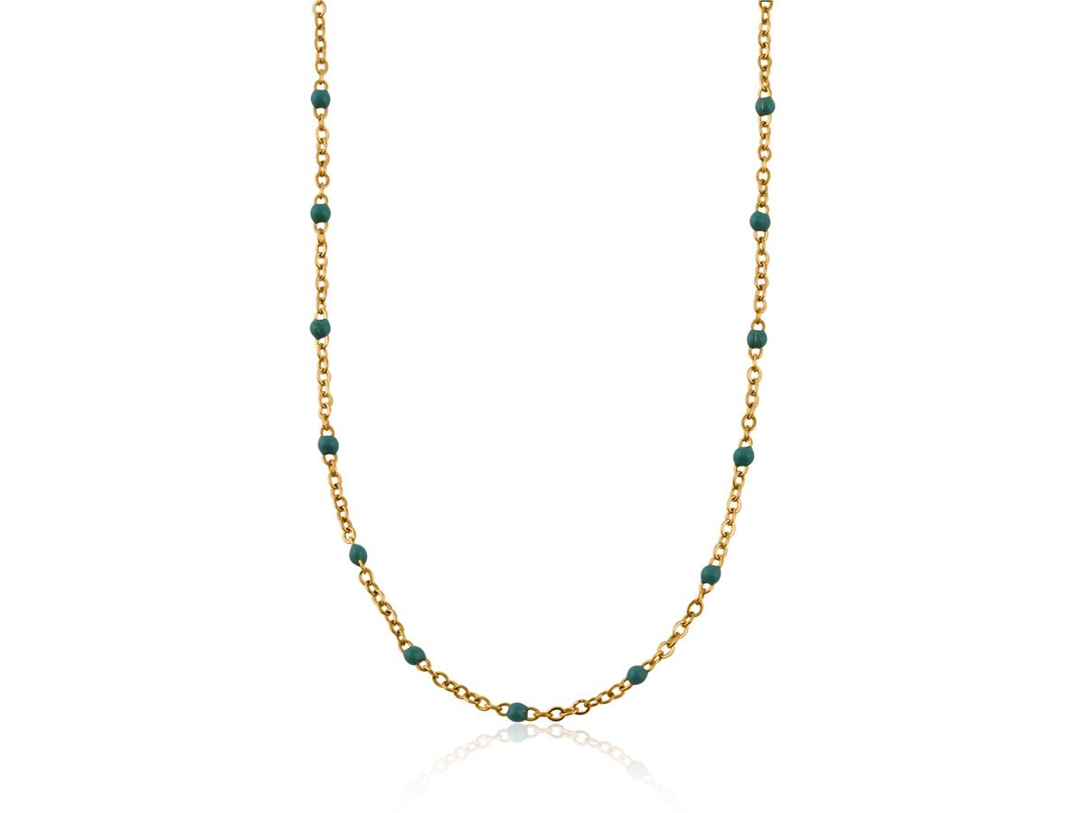 Lily Stainless Steel Necklace, Colour: Gold/Green