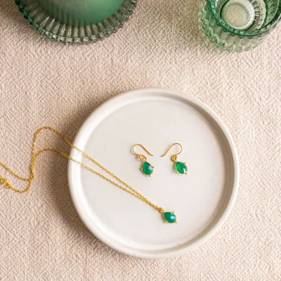 Snowdrop Green Onyx Earrings