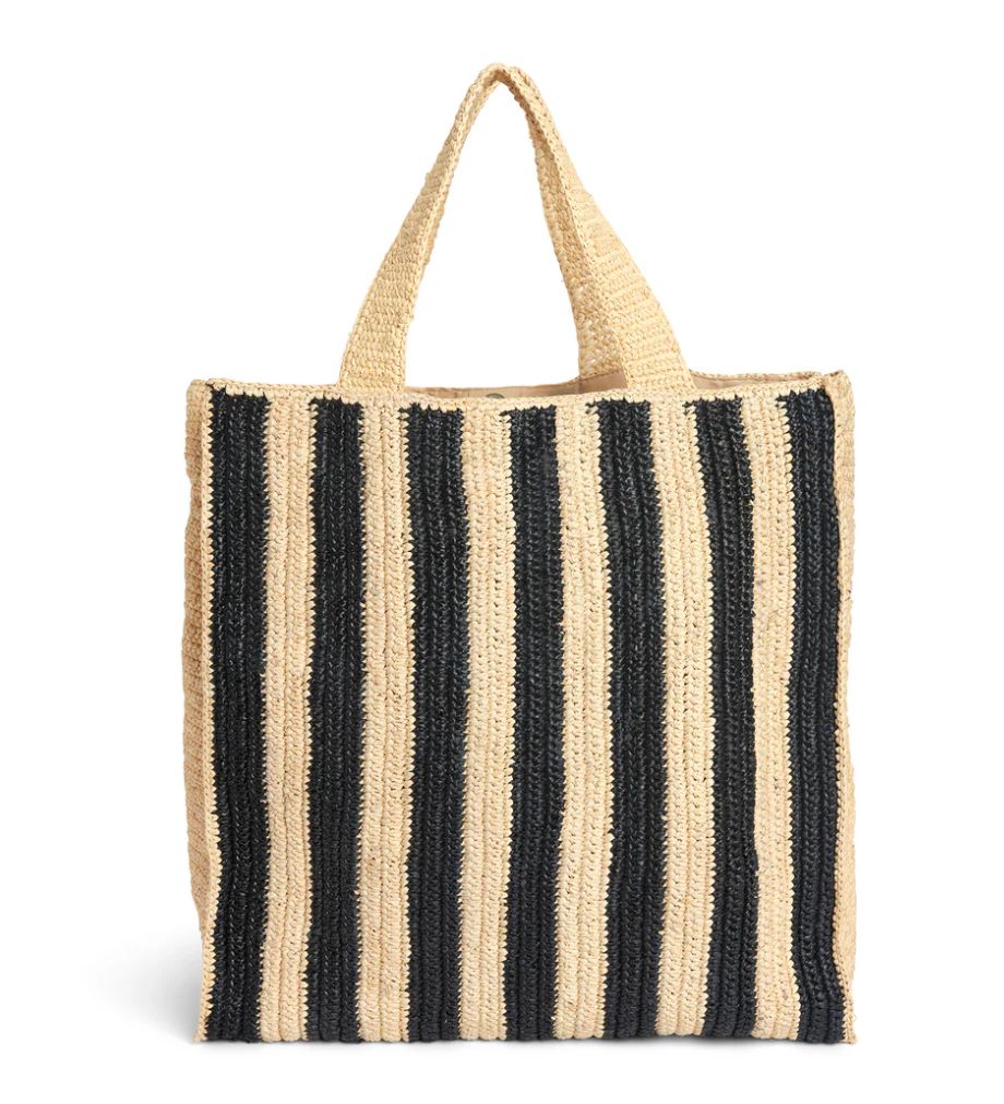 Raffia Stripe Basket Bag