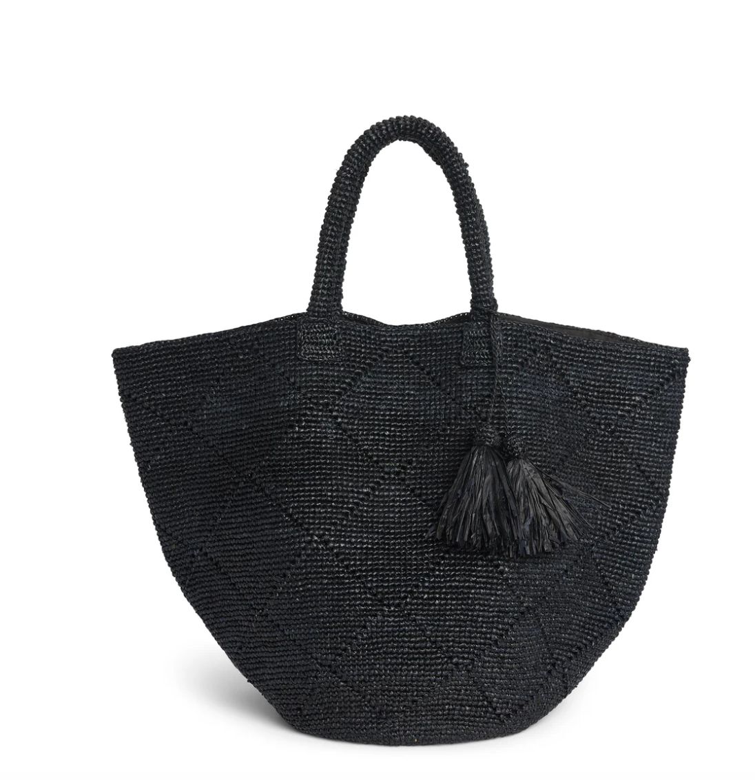 Large Raffia Beach Basket, Colour: Black