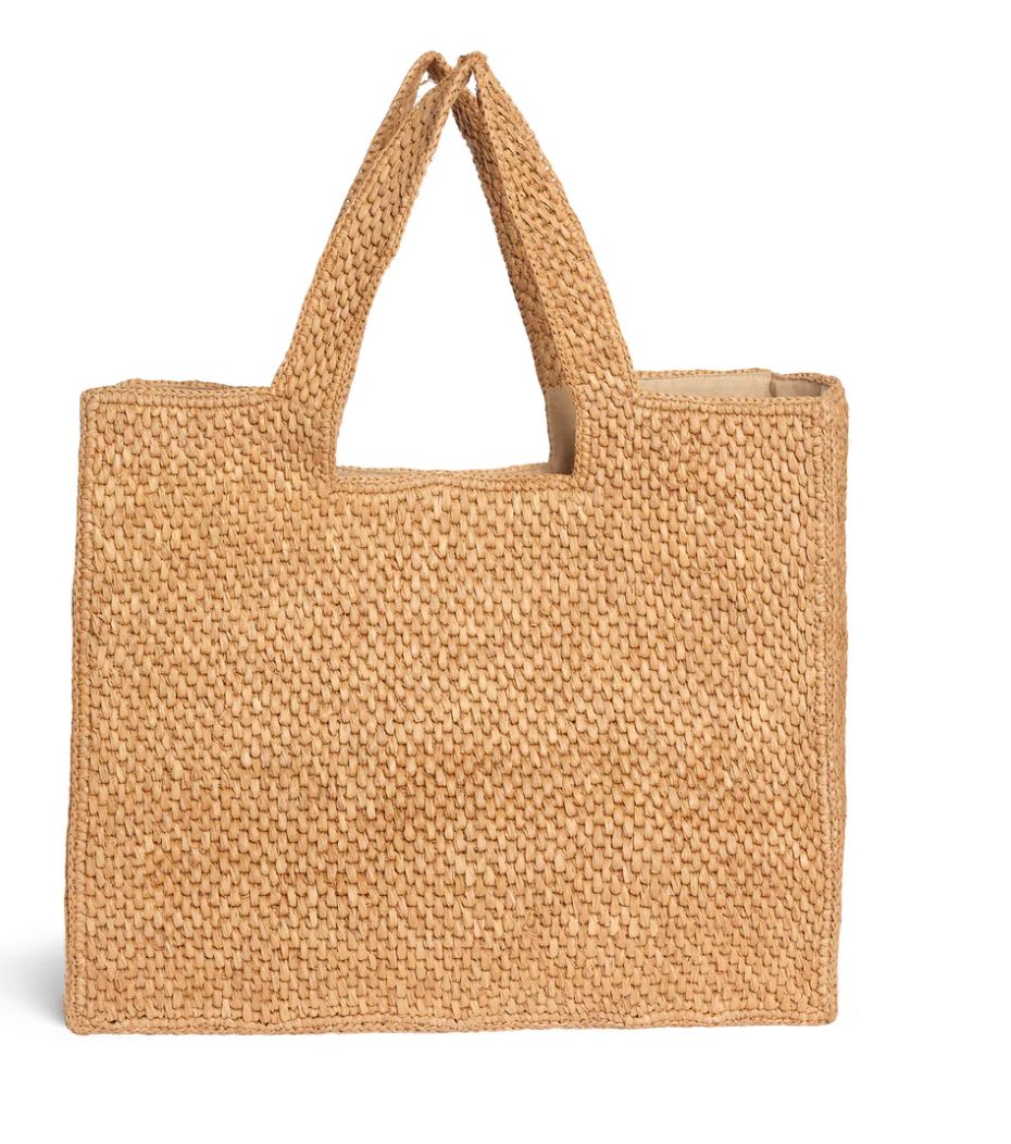 Large Lined Raffia Basket, Colour: Natural