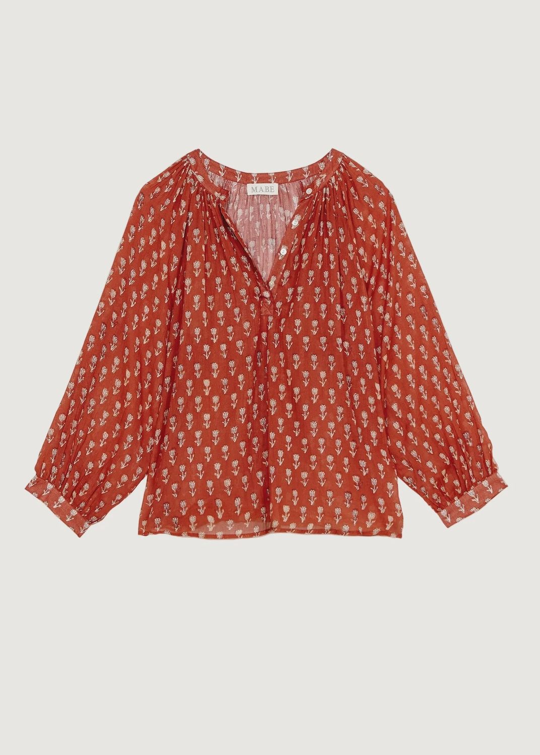 Ari Print Long Sleeve Top, Colour: Rust, Size: Small