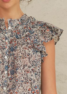 Cass Print Frill Top