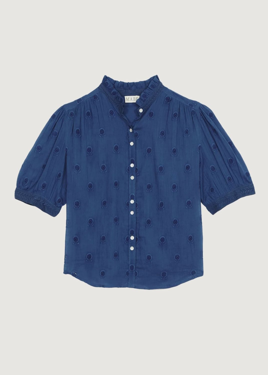 Frani Embroidered Short Sleeve Top, Colour: Indigo, Size: Small