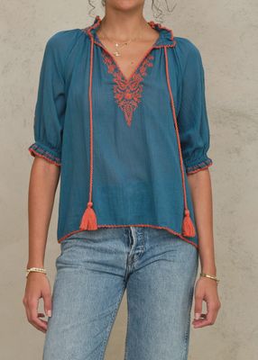 Talia Embroidered Short Sleeve Top