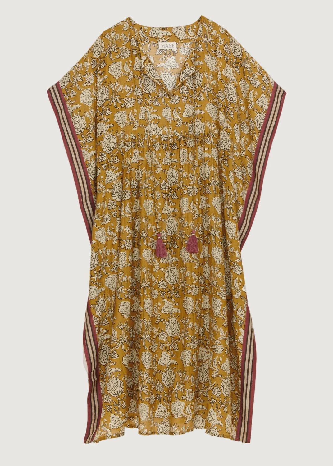 Tulsi Print Kaftan, Colour: Mustard, Size: Small