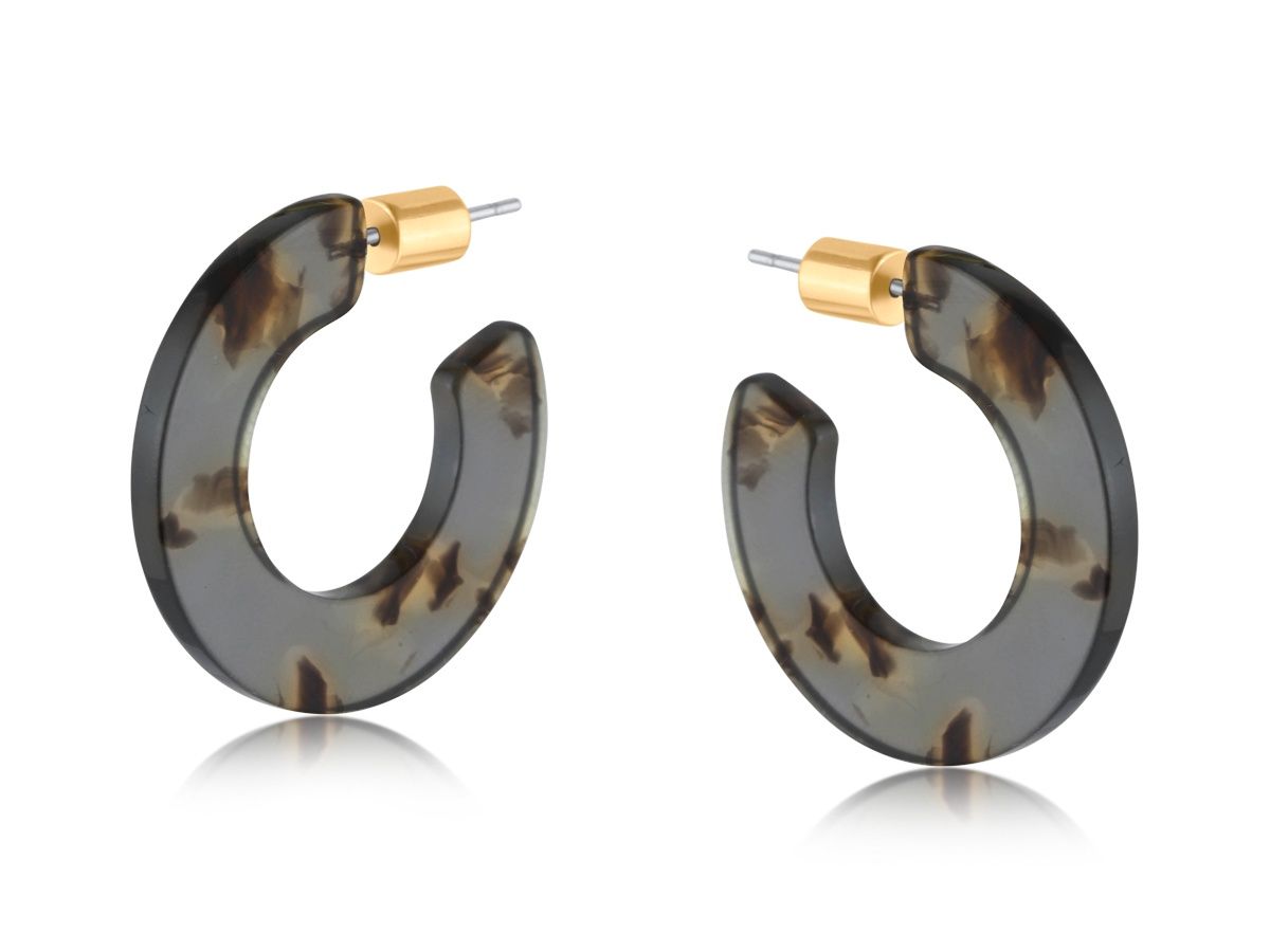 Ilona Flat Resin Hoops, Colour: Grey