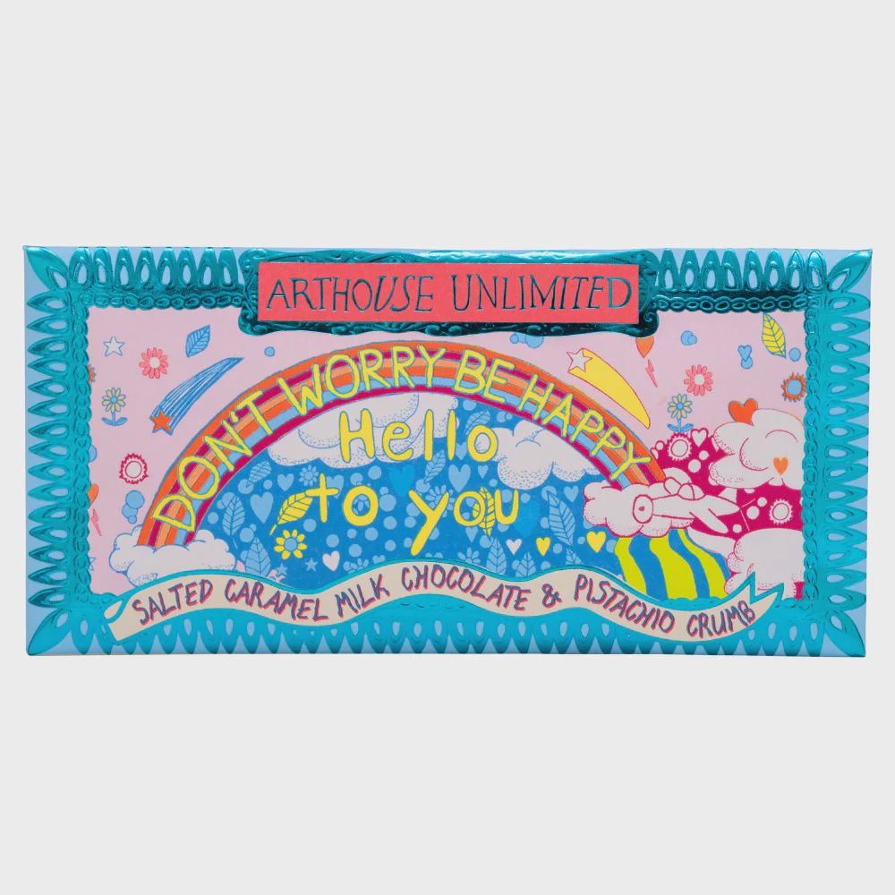 Be Happy Milk Chocolate Bar, Flavour: Salted Caramel &amp; Pistachio