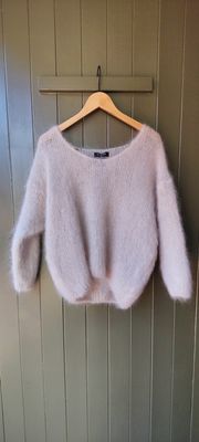 Beige Mohair V-Neck Jumper