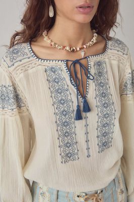 Claudia Indigo Poet Blouse