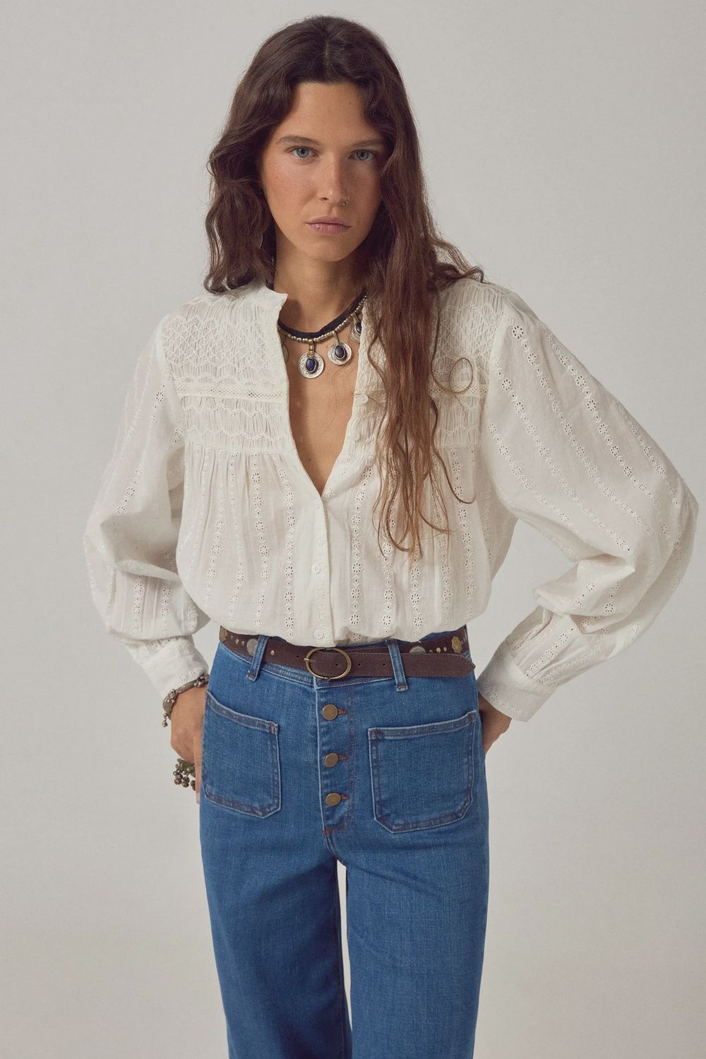 Paoli Blouse, Colour: Bianco, Size: Small
