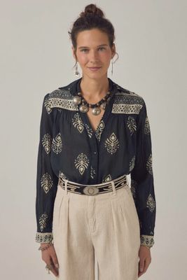 Rani Black Leaves Shirt