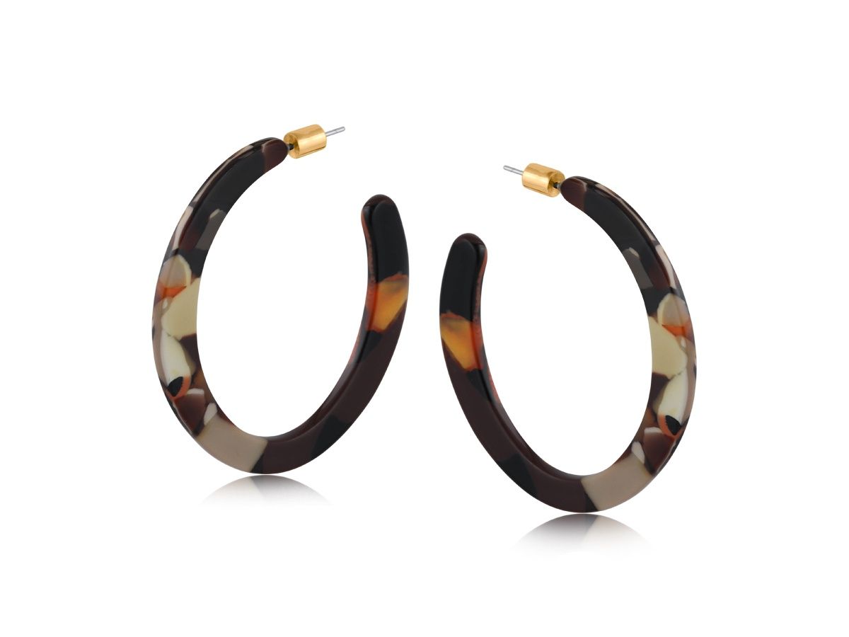 Hortense Statement Cut Out Hoops, Colour: Black/Orange/Taupe