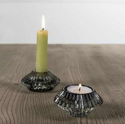 Glass Duo Candleholder 8x4cm