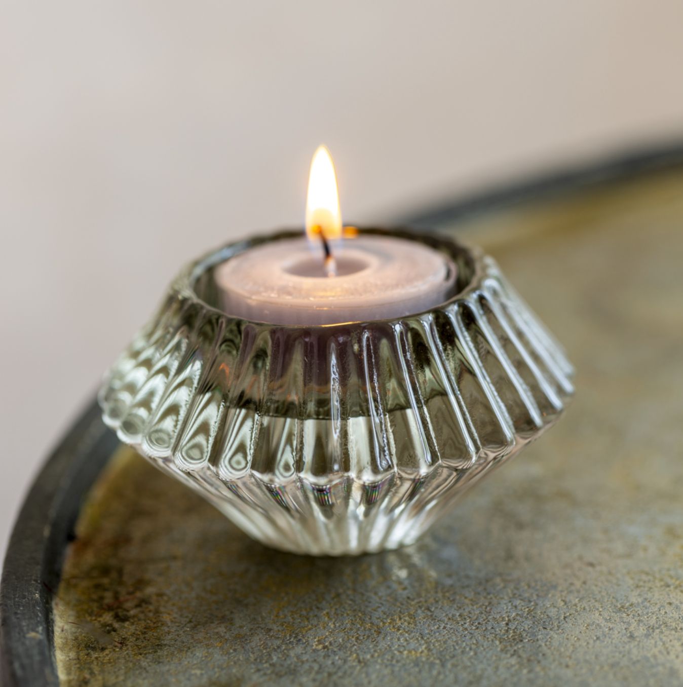 Glass Duo Candleholder 8x4cm