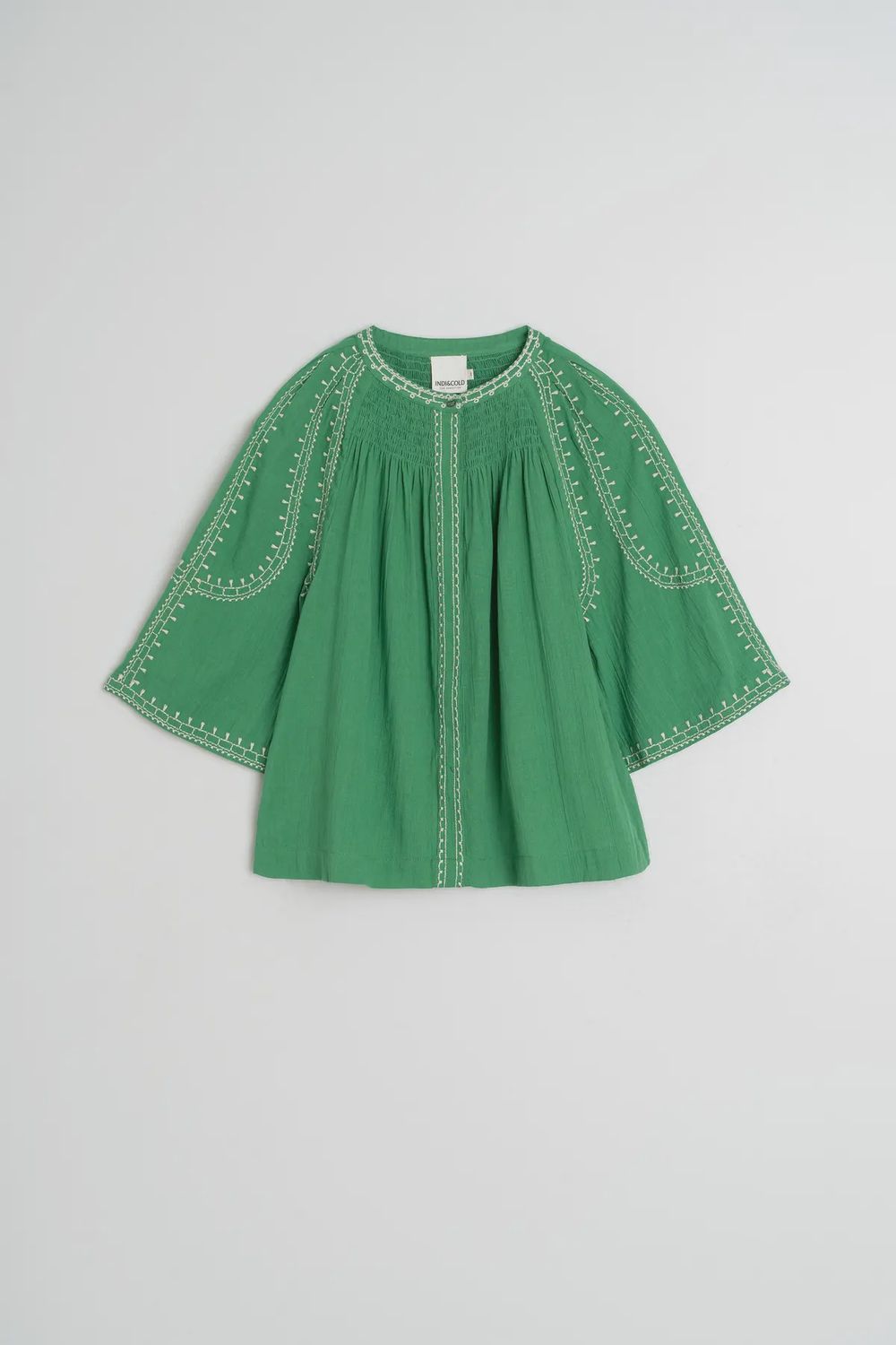 Bell-Sleeve Shirt, Colour: Green, Size: Small