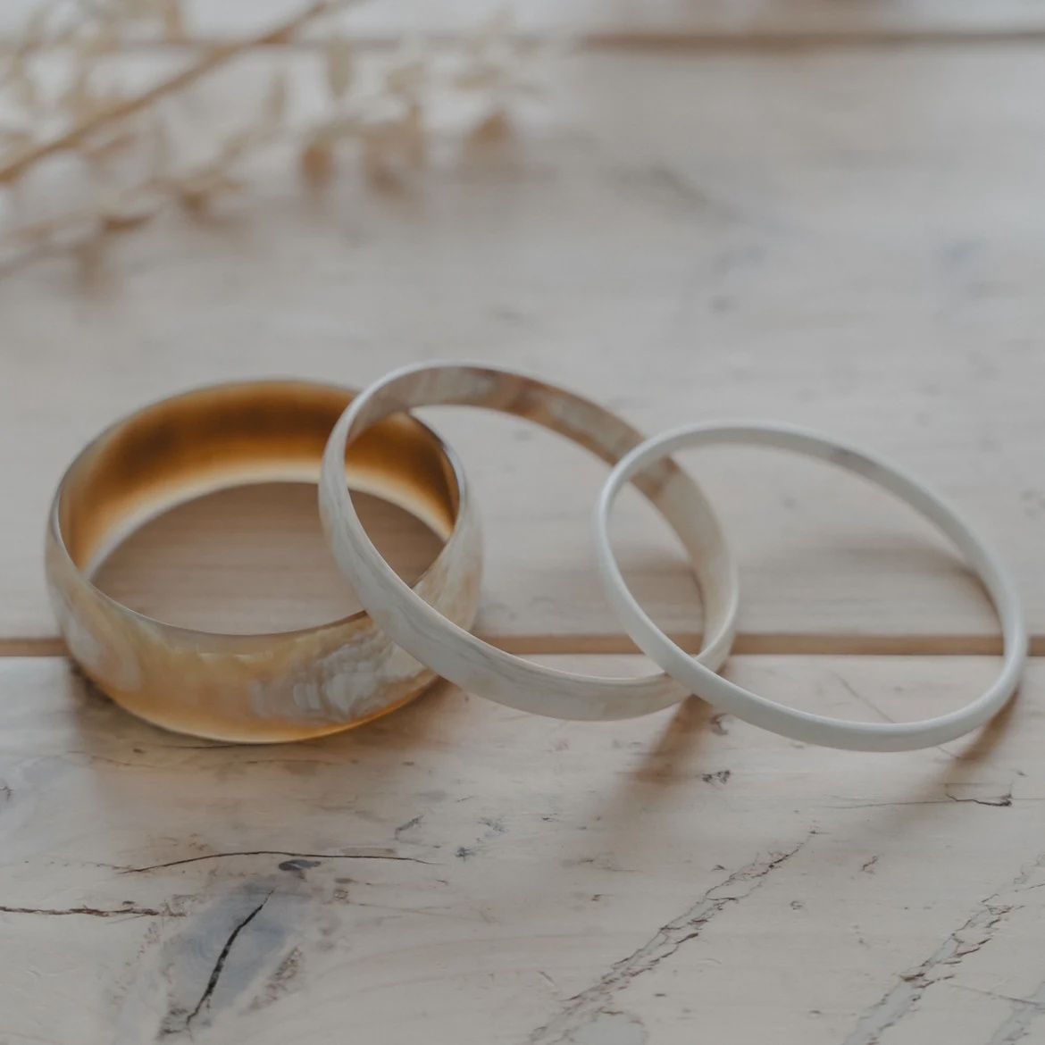 Medium Horn Bangle, Colour: Light