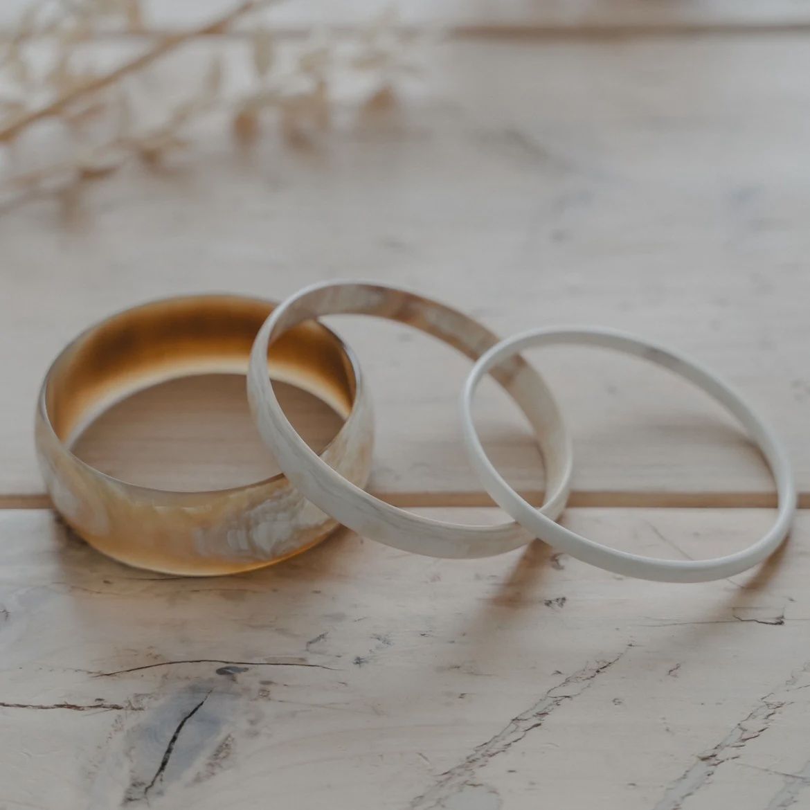 Medium Horn Bangle, Colour: Light