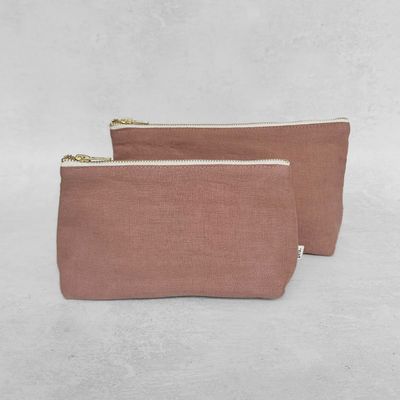 Blush Large Linen Pouch