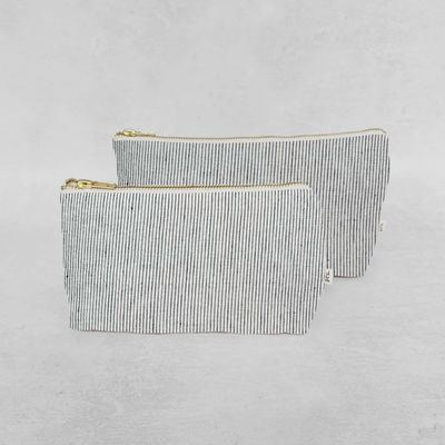 Stripe Large Linen Pouch