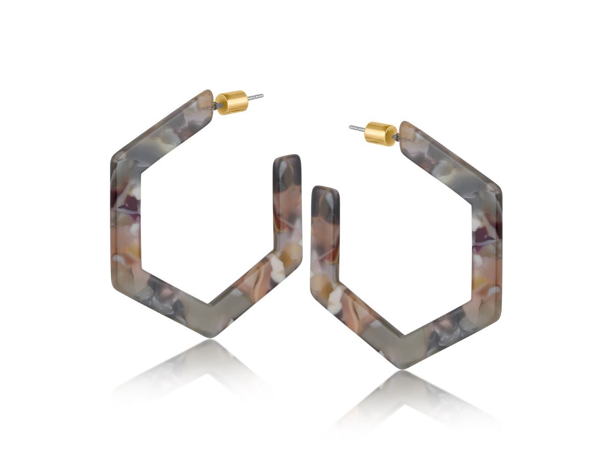 Hortense Hexagon Hoops, Colour: Brown/Grey