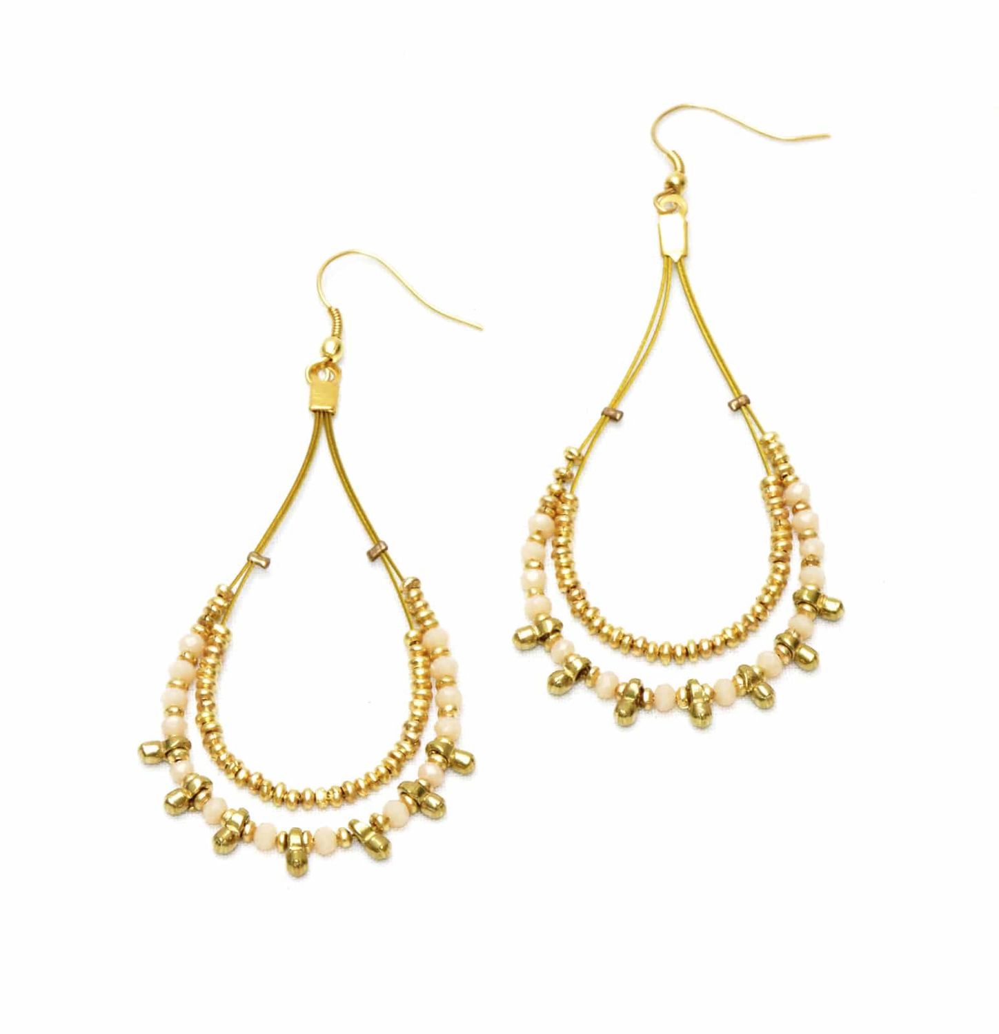 V Design Beige Earrings