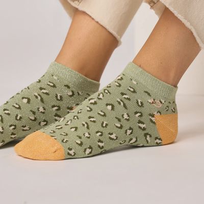 Leopard Glitter Ankle Socks