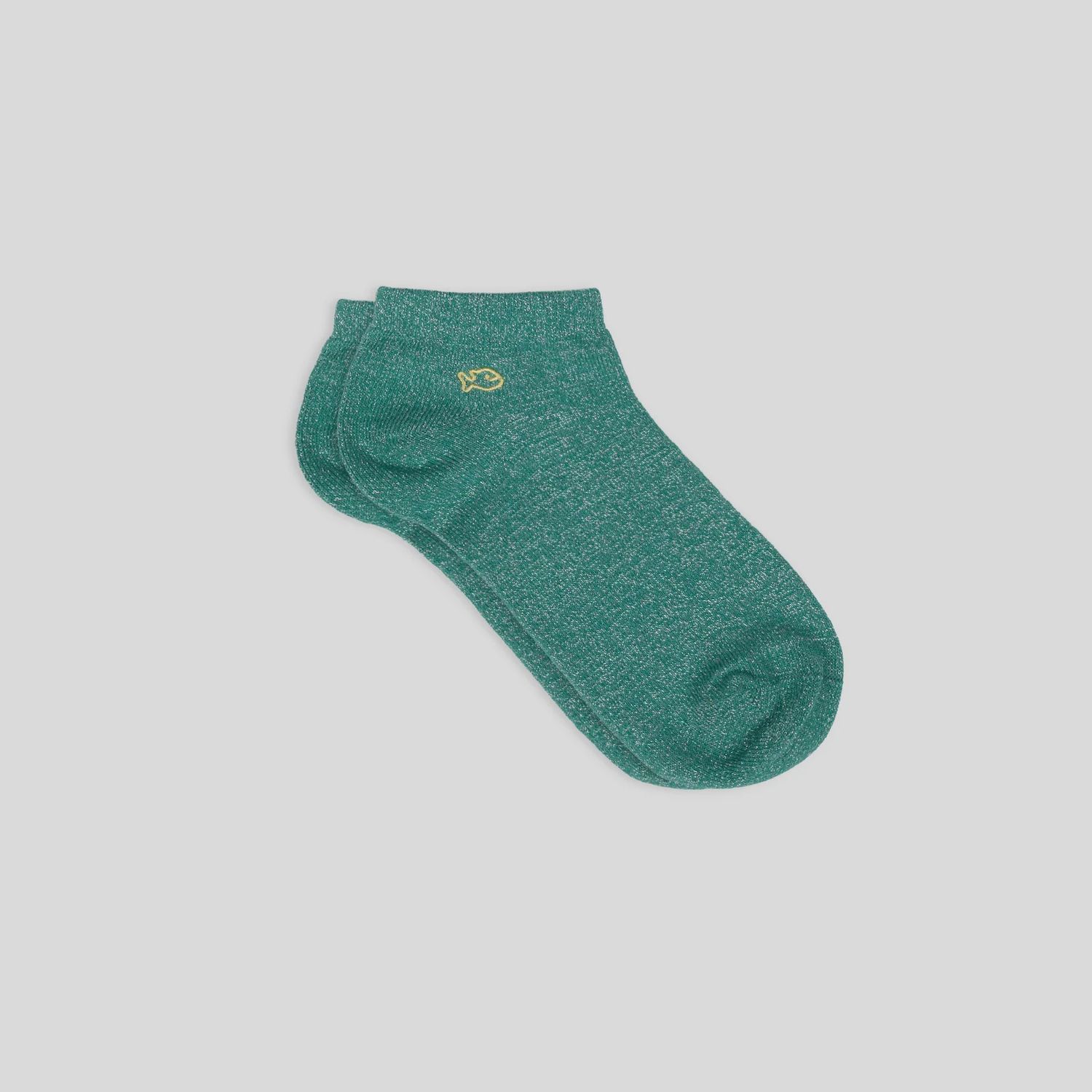 Plain Glitter Ankle Socks, Colour: Green, Size: One Size